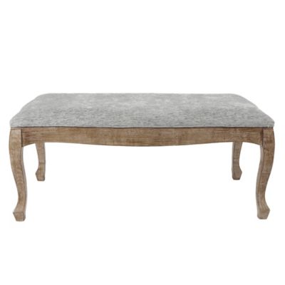 LuxenHome Upholstered Gray Linen Entryway and Bedroom Bench, WHIF1005
