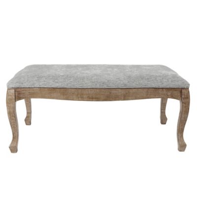 LuxenHome Upholstered Linen Entryway and Bedroom Bench, Gray
