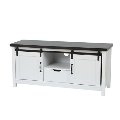 Image showing  White and Dark Brown Engineered Wood TV Stand, WHIF1155