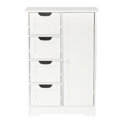 LuxenHome White MDF Wood Bathroom 4-Drawer 1-Door Storage Cabinet, WHIF1157