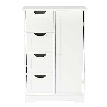LuxenHome White MDF Wood Bathroom 4-Drawer 1-Door Storage Cabinet, WHIF1157