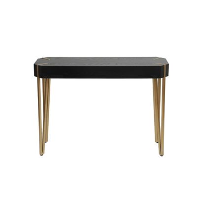 LuxenHome Black Wood and Gold Metal Console and Entry Table, WHIF1201