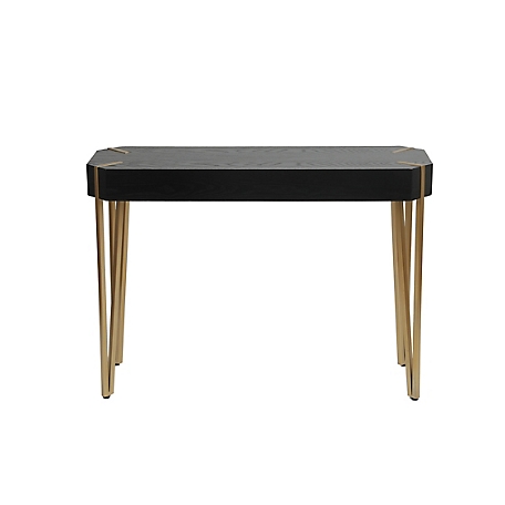 LuxenHome Black Wood and Gold Metal Console and Entry Table, WHIF1201