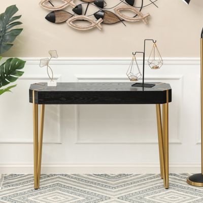 Image showing  Wood and Metal Console and Entry Table, Black/Gold