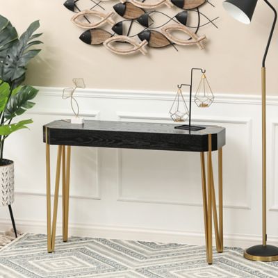 Image showing  Wood and Metal Console and Entry Table, Black/Gold