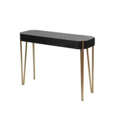 Image showing  Wood and Metal Console and Entry Table, Black/Gold