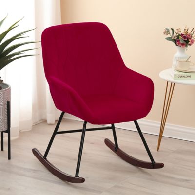 Pink velvet rocking discount chair