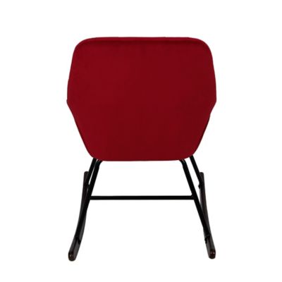 Image showing  Upholstered Velvet Rocking Chair, Red