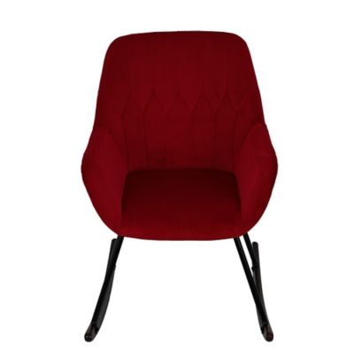 Image showing  Upholstered Velvet Rocking Chair, Red