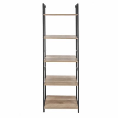 LuxenHome 5-Shelf 73 in. x 22.1 in. Light Oak Manufactured Wood Etagere Bookcase, WHIF1352