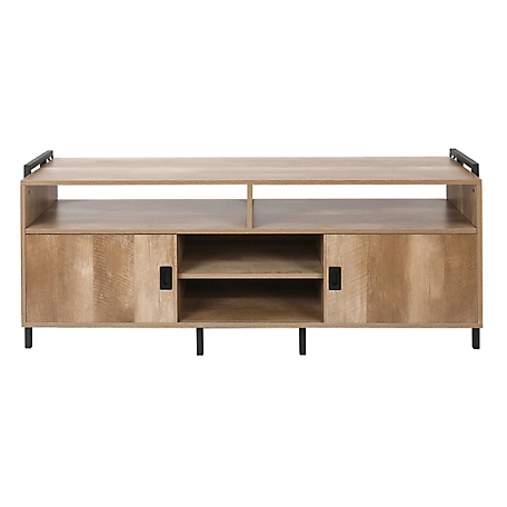 LuxenHome Light Oak Finish TV Stand for TVs Up to 60 in., WHIF1353