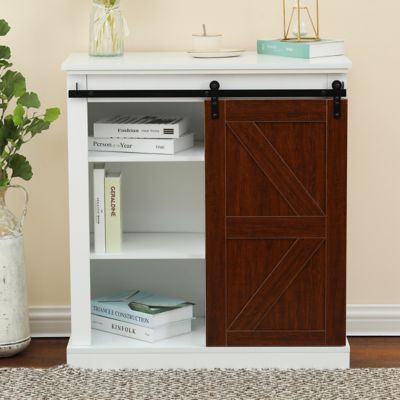 Image showing  1-Sliding Barn Door White Wood Storage Cabinet, WHIF1383