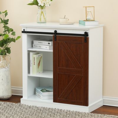 Image showing  1-Sliding Barn Door White Wood Storage Cabinet, WHIF1383