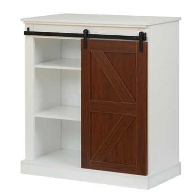 Image showing  1-Sliding Barn Door White Wood Storage Cabinet, WHIF1383