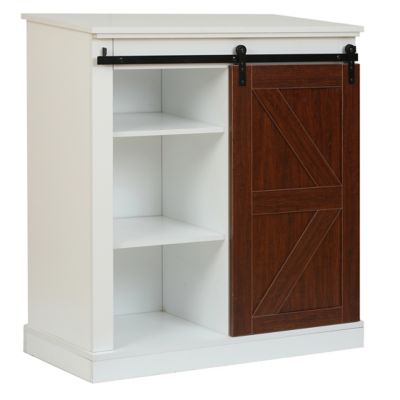 Image showing  1-Sliding Barn Door White Wood Storage Cabinet, WHIF1383