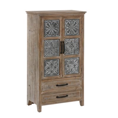 Image showing  Farmhouse Wood and Metal 2-Drawer/2-Door Storage Cabinet