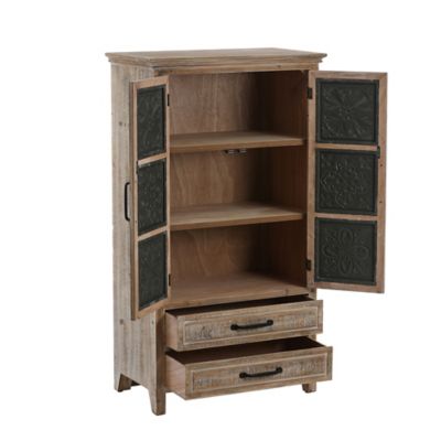 Image showing  Farmhouse Wood and Metal 2-Drawer/2-Door Storage Cabinet