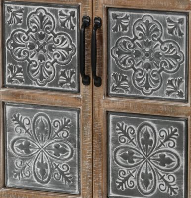 Image showing  Farmhouse Wood and Metal 2-Drawer/2-Door Storage Cabinet