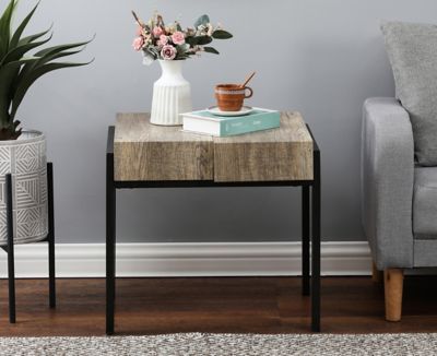 Image showing  Manufactured Wood and Metal Side Table, Rustic Oak