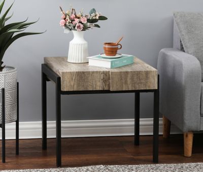 Image showing  Manufactured Wood and Metal Side Table, Rustic Oak