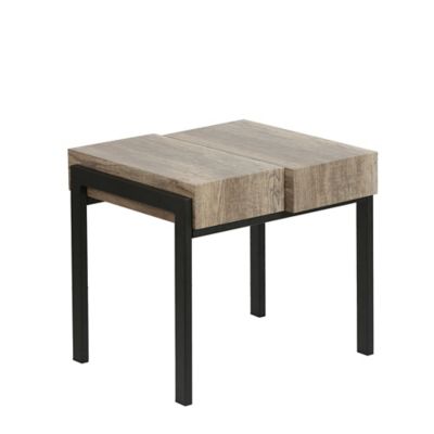 Image showing  Manufactured Wood and Metal Side Table, Rustic Oak