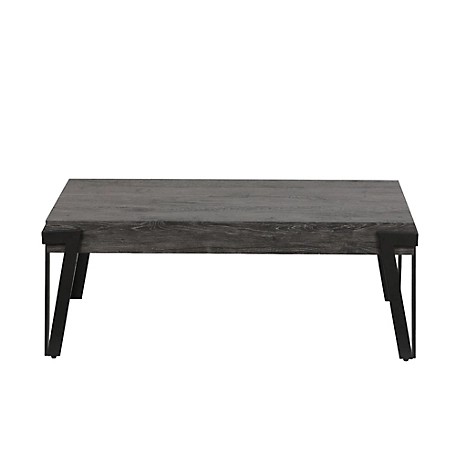 LuxenHome 43 in. Manufactured Wood and Metal Coffee Table, Gray Oak, WHIF1533