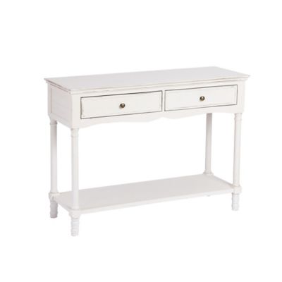 Image showing  2-Drawer/1-Shelf Distressed Wood Console and Entry Table, 31.5 in., White