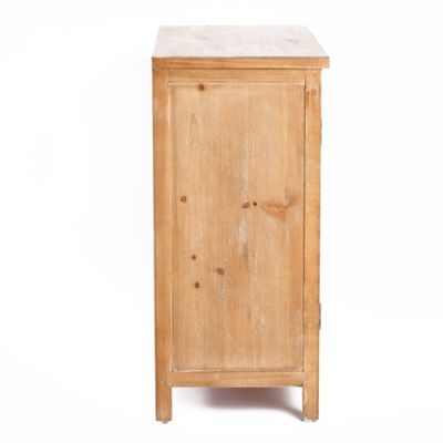 Image showing  32.48 in. x 31.5 in. x 14.96 in. 2-Door Natural Wood Floral Storage Cabinet