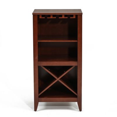 LuxenHome Walnut Finish Wine Storage Cabinet, WHIF415