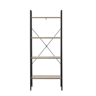 LuxenHome 4-Shelf 58.3 in. x 23.62 in. Wood and Metal Ladder Bookcase, WHIF579