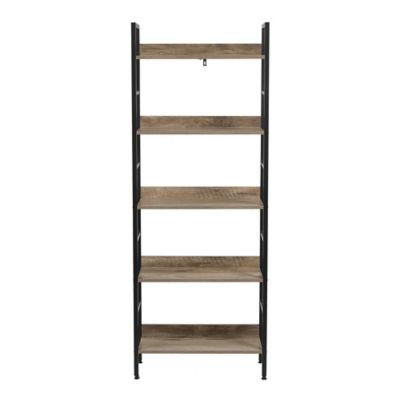 LuxenHome 5-Shelf 63 in. x 23.62 in. Wood and Metal Etagere Bookcase, WHIF600