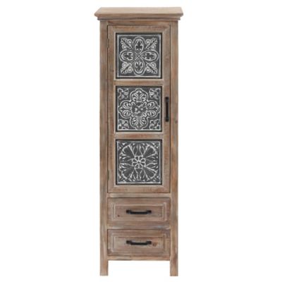 LuxenHome 48 in. Tall Wood and Metal 2-Drawer 1-Door Storage Cabinet, WHIF755