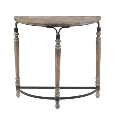 LuxenHome Rustic Wood and Metal Half Moon Console and Entry Table, WHIF771