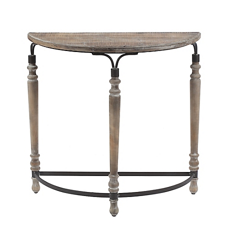 LuxenHome Rustic Wood and Metal Half Moon Console and Entry Table, WHIF771