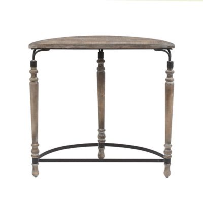 Image showing  Rustic Wood and Metal Half Moon Console and Entry Table