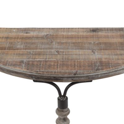 Image showing  Rustic Wood and Metal Half Moon Console and Entry Table