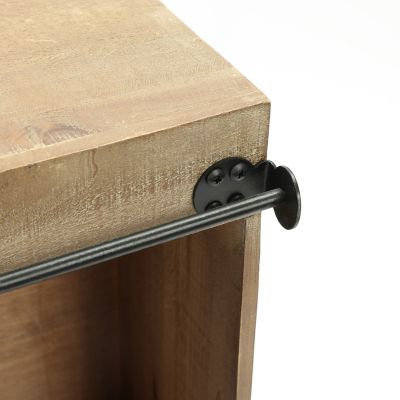 Image showing 7 th LuxenHome Wood Farmhouse Storage Wall Cabinet with 2 Sliding Doors