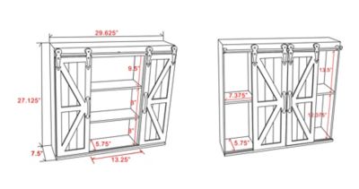 Image showing 8 th LuxenHome Wood Farmhouse Storage Wall Cabinet with 2 Sliding Doors