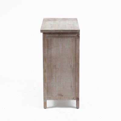 Image showing 5 th LuxenHome 3-Drawer Rustic Floral Carved Wood Accent Chest, 28.5 in.