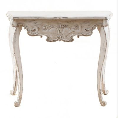 LuxenHome Vintage Off White Wood Console and Entry Table, WHIF789