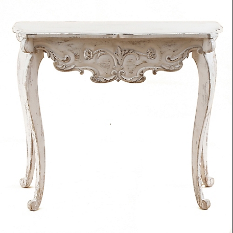 LuxenHome Vintage Off White Wood Console and Entry Table, WHIF789