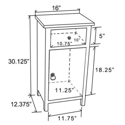 Image showing 7 th LuxenHome Floral Carved Wood End Table with 1 Door/1 Drawer