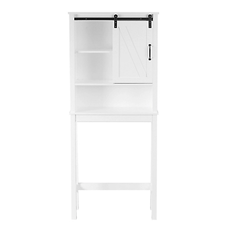 LuxenHome Farmhouse White MDF Wood Over-The-Toilet Space Saver Cabinet, WHIF959