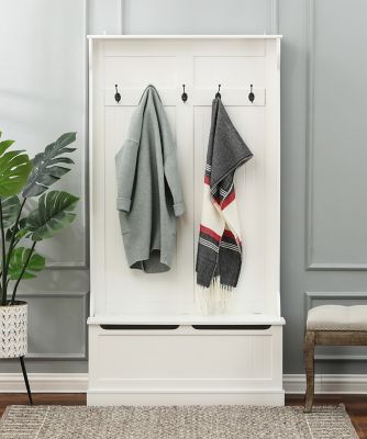 Image showing  MDF Hall Tree with Storage Bench, White