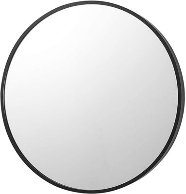 Kinger Home Sage Round Brushed Black Aluminum Modern Wall Mirror, 20 in. x 20 in.