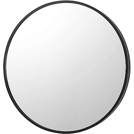 Kinger Home Sage Round Brushed Black Aluminum Modern Wall Mirror, 20 in. x 20 in.
