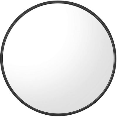 Kinger Home Sage Round Brushed Black Aluminum Modern Wall Mirror, 24 in. x 24 in.