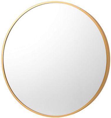 Kinger Home Sage Round Brushed Gold Aluminum Modern Wall Mirror, 24 in. x 24 in.