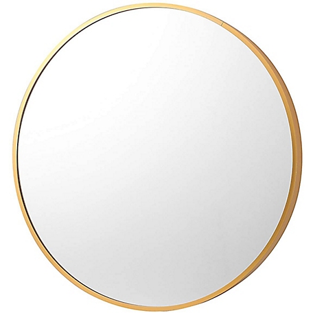Kinger Home Sage Round Brushed Gold Aluminum Modern Wall Mirror, 24 in. x 24 in.