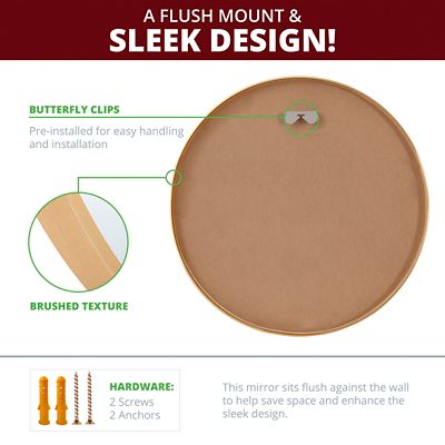 Image showing  Sage Round Brushed Gold Aluminum Modern Wall Mirror, 24 in. x 24 in.